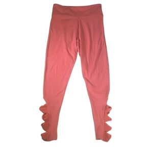 Victoria Sport Pink Workout Leggings With Mesh Ankle Cutout NWT